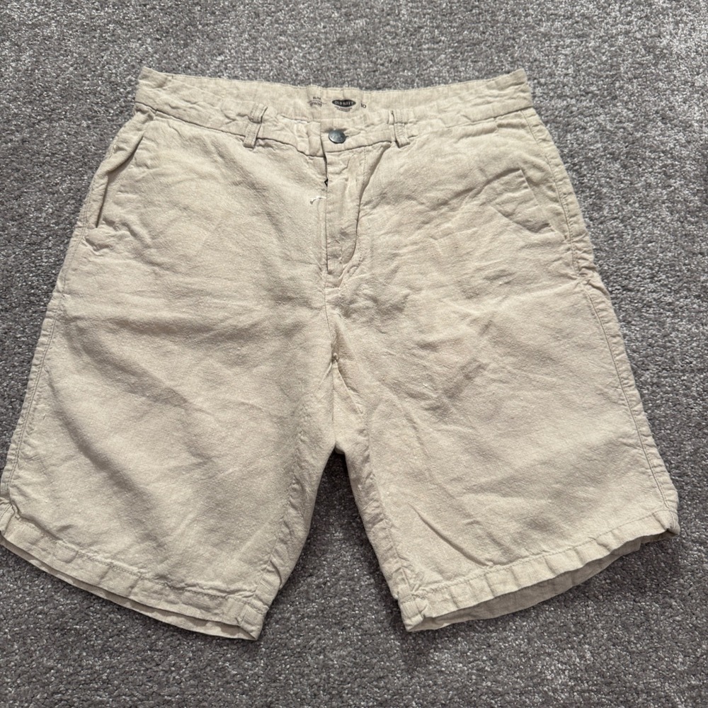 Old Navy Shorts Mens 30 Beige Solid Linen Beach Coastal Summer Casual Vacation